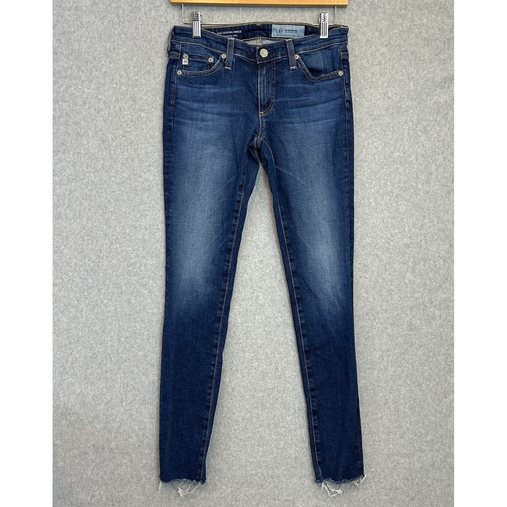 AG Adriano Goldschmied The Legging Ankle Skinny Jeans Blue Raw Hem Womens 26 R